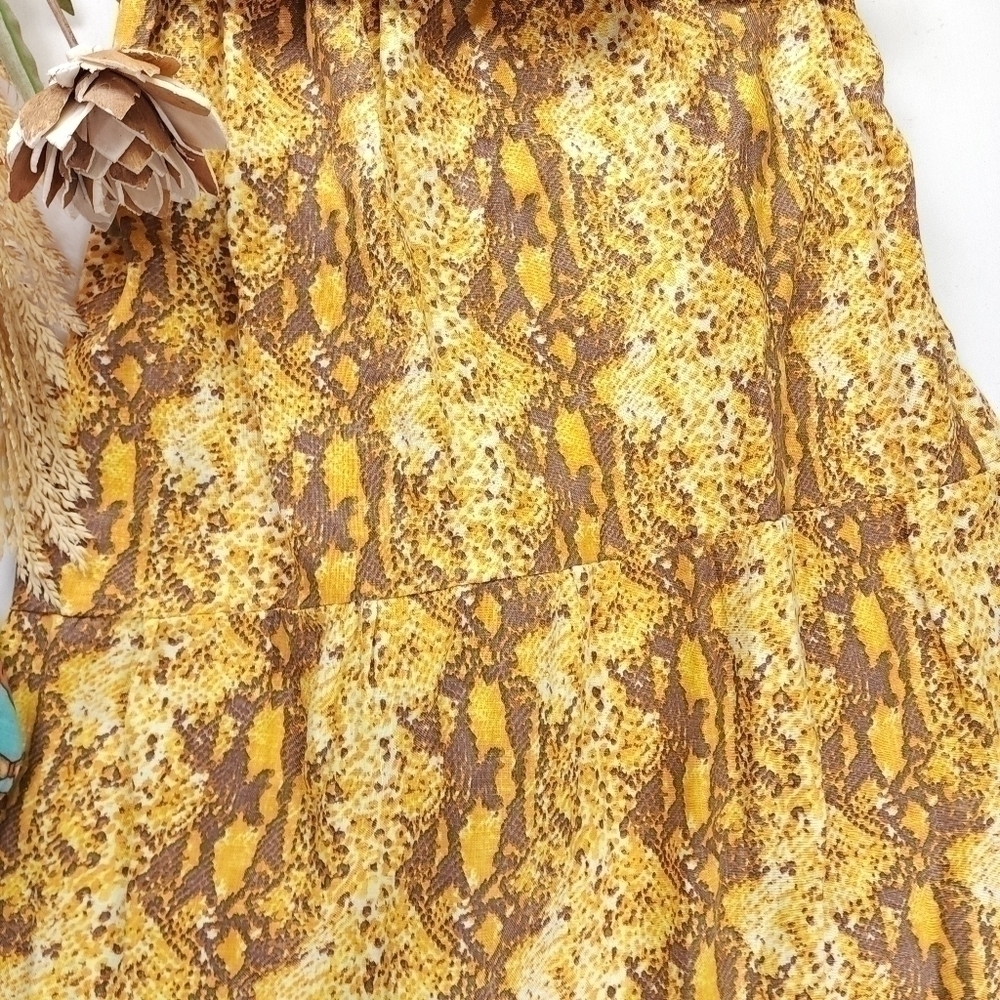 New Anthropologie Faithful the Brand Yellow Brown Boho Maxi Dress Sz 8 - Picture 11 of 13